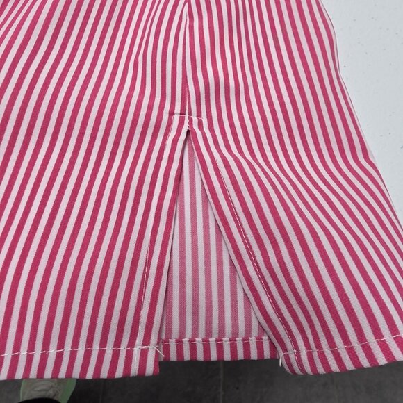 Notations Shirt Womens 2X Pink White Stripe Button Front Roll Tab Sleeves Blouse - Picture 7 of 10
